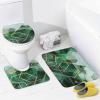 Kazynee Cool Green 4 Piece Shower Curtain Sets, Non-Slip Rugs, Toilet Lid Cover and Bath Mat, Durable and Waterproof, for Bathroom Decor Set One Size view 4