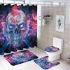 Kazynee Horror Cartoon Skull 4 Piece Shower Curtain Sets, Non-Slip Rugs, Toilet Lid Cover and Bath Mat, Durable and Waterproof, for Bathroom Decor Set One Size view 1