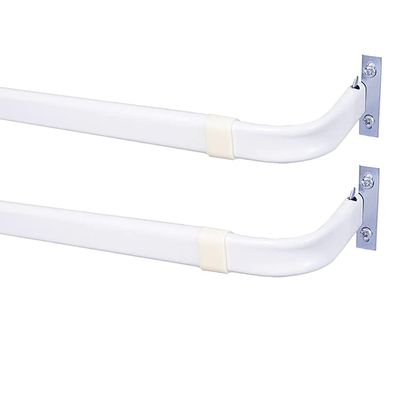 Blu-Pier Tech Heavy Duty Single Rod Standard White 28"-48" Adjustable Curtain Rod Hardware Included (Pack of 2)