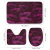 Kazynee Burgundy Flower 4 Piece Shower Curtain Sets, Non-Slip Rugs, Toilet Lid Cover and Bath Mat, Durable and Waterproof, for Bathroom Decor Set One Size view 3