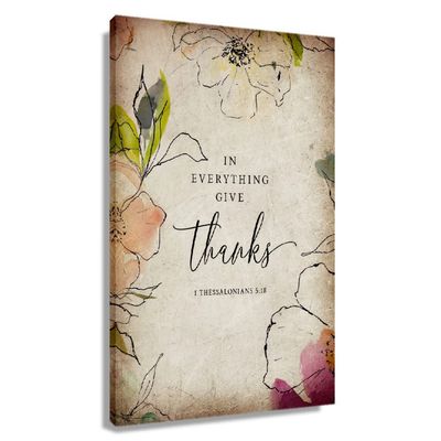 1 Thessalonians 5 18 Scripture Poster Prayer Wall Art Bible Verse Wall Decor Vintage Christian Painting Living Room Wall Decorative Print Canvas (24x36inch(60x90cm),Framed)