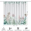 Kazynee Eucalyptus Green Leaves 4 Piece Shower Curtain Sets, Non-Slip Rugs, Toilet Lid Cover and Bath Mat, Durable and Waterproof, for Bathroom Decor Set One Size view 2