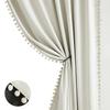 Treatmentex Natural Blackout Curtains for Bedroom Living Room 84inch Long Iovry/Beige Pom Pom Curtain Panels for Windows Thermal Insulated Curtains for Kids Nursery Room Rod Pocket 52" W x 2pcs view 1