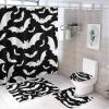 Kazynee Gothic Halloween Bat 4 Piece Shower Curtain Sets, Non-Slip Rugs, Toilet Lid Cover and Bath Mat, Durable and Waterproof, for Bathroom Decor Set One Size view 1