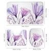 Kazynee Lavender Purple Flowers 4 Piece Shower Curtain Sets, Non-Slip Rugs, Toilet Lid Cover and Bath Mat, Durable and Waterproof, for Bathroom Decor Set One Size view 3