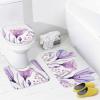 Kazynee Lavender Purple Flowers 4 Piece Shower Curtain Sets, Non-Slip Rugs, Toilet Lid Cover and Bath Mat, Durable and Waterproof, for Bathroom Decor Set One Size view 4