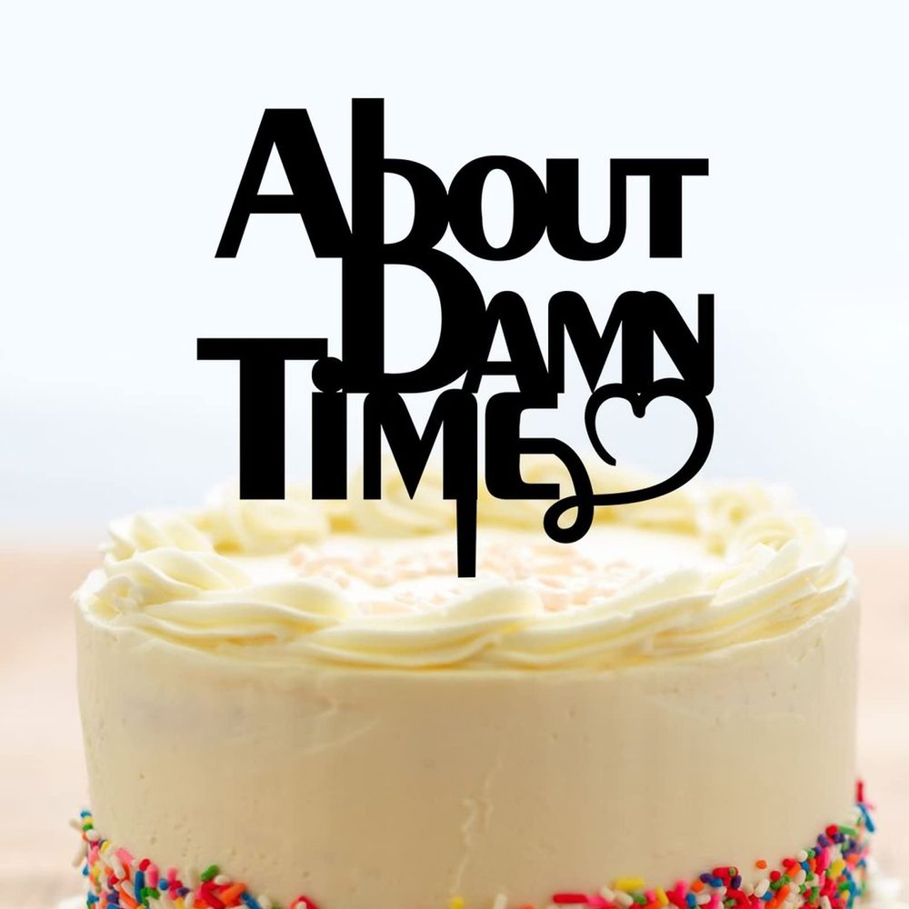 About Damn Time Cake Toppers Bride And Groom Engagement Cake Topper Custom Acrylic Black Wedding Cake Toppers Wedding Gifts Boho Mr & Mrs Anniversary Cake Decoration for Party Wedding