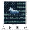 Kazynee Camouflage Wild Animal Wolf 4 Piece Shower Curtain Sets, Non-Slip Rugs, Toilet Lid Cover and Bath Mat, Durable and Waterproof, for Bathroom Decor Set One Size view 2