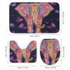Kazynee Abstract Elephant 4 Piece Shower Curtain Sets, Non-Slip Rugs, Toilet Lid Cover and Bath Mat, Durable and Waterproof, for Bathroom Decor Set One Size view 3