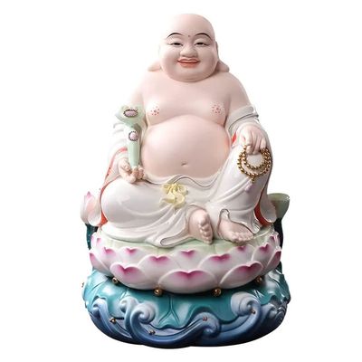 Office Decorations Ceramic Big Belly Laughing Buddha Maitreya Buddha Ornament Household Enshrining The Whole Hall Buddha Housewarming Lucky Buddha Statue Ornament Family Buddha Statue