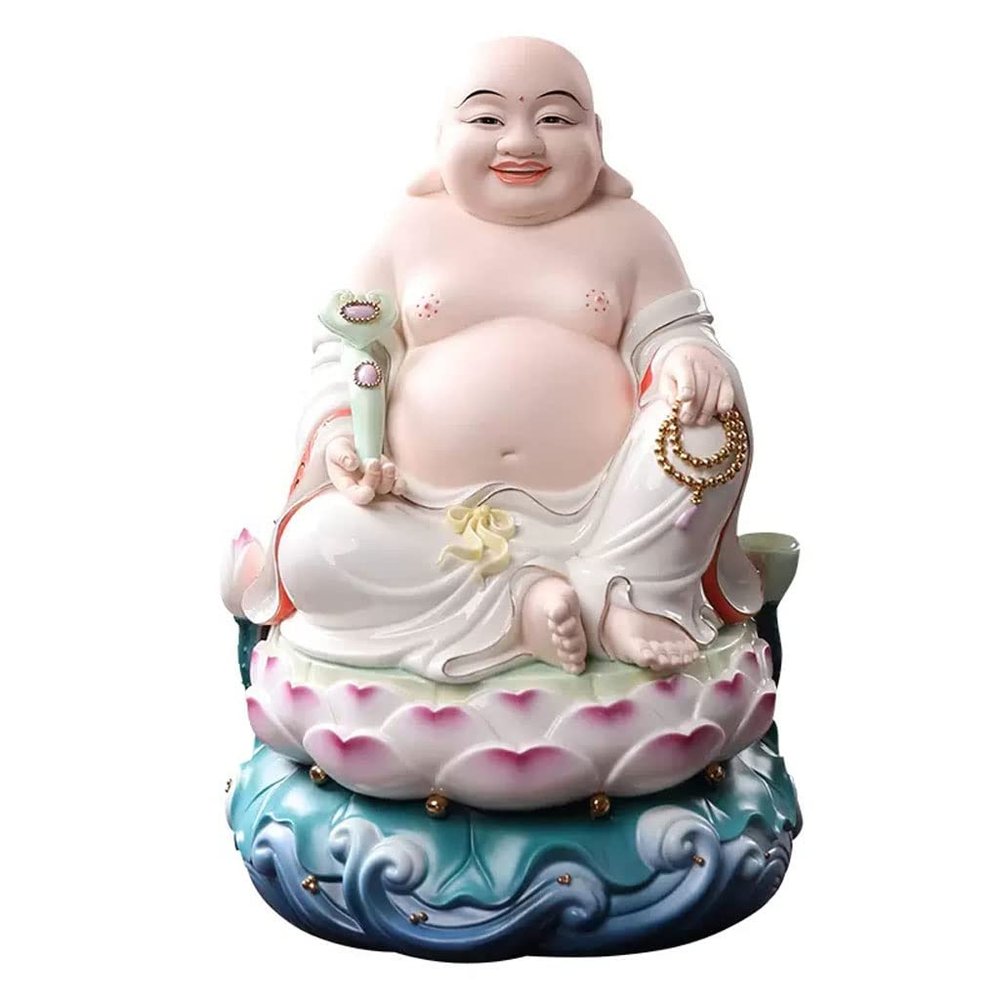 Office Decorations Ceramic Big Belly Laughing Buddha Maitreya Buddha Ornament Household Enshrining The Whole Hall Buddha Housewarming Lucky Buddha Statue Ornament Family Buddha Statue