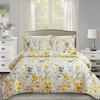 Floral Quilt Sets Twin Size Reversible Countryside Bedspread Coverlets Lightweight Yellow Flower Quilt Green Leaves Bed Covers for All Season,1 Quilt +2 Pillow Shams view 1