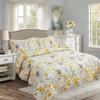 Floral Quilt Sets Twin Size Reversible Countryside Bedspread Coverlets Lightweight Yellow Flower Quilt Green Leaves Bed Covers for All Season,1 Quilt +2 Pillow Shams view 2