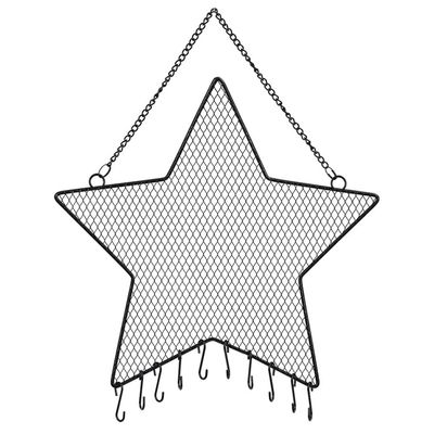 Hanging Earring Organizer Wall Mounted Jewelry Organizer for Women Girls - Moon Star Shaped Earring Organizer Frame Metal Grid Jewelry Display Rack with Hooks for Hold Rings Bracelets Necklaces