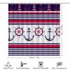 Kazynee Nautical Anchor 4 Piece Shower Curtain Sets, Non-Slip Rugs, Toilet Lid Cover and Bath Mat, Durable and Waterproof, for Bathroom Decor Set One Size view 2