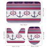 Kazynee Nautical Anchor 4 Piece Shower Curtain Sets, Non-Slip Rugs, Toilet Lid Cover and Bath Mat, Durable and Waterproof, for Bathroom Decor Set One Size view 3