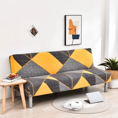 Armless Sofa Cover 3 Seater Futon Bed Slipcovers Stretch Armless Sofa Cover Furniture Protector for Foldable Futon Armless Sofa Bed Cover Couch Shield, with Elastic Bottom ( Color : #14 , Size : 190-2