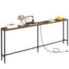 MAHANCRIS 78.7" Console Table with Power Outlet, Narrow Sofa Table, Industrial Entryway Table with USB Ports, Behind Couch for Entryway, Hallway, Foyer, Living Room, Rustic Brown CTHR20E01 view 1