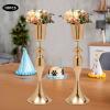 10 Pcs Metal Flower Arrangement Stand,Flower Vase with Crystal Bead, 21.7"/ 55cm Tall Flower Vases for Table Anniversary Party Birthday Event Aisle Home Decoration (Gold) view 2