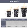 3 Pack Reusable Iced Coffee Sleeves - Xumbtvs Insulator Sleeve for Cold Beverages, Neoprene Coffee Cup Holder (Daisy) view 2