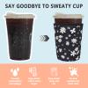 3 Pack Reusable Iced Coffee Sleeves - Xumbtvs Insulator Sleeve for Cold Beverages, Neoprene Coffee Cup Holder (Daisy) view 4