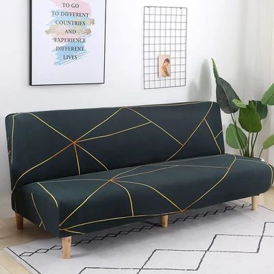 Armless Sofa Cover 3 Seater Futon Bed Slipcovers Stretch Armless Sofa Cover Furniture Protector for Foldable Futon Armless Sofa Bed Cover Couch Shield, with Elastic Bottom ( Color : #3 , Size : 190-21