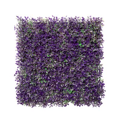 Goleray Artificial Greenery Wall Panels 20" x 20", 17Packs Topiary Boxwood Grass Wall Backdrop Faux Hedge Greenery Plant Privacy Fence Screen for Outdoor Indoor Dcor, Purple Peanut Leaves