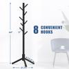 Wooden Coat Rack Free Standing with 8 Hooks 3 Adjustable Coat Tree,2 PCS view 2