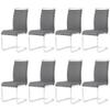 AZmac Modern Leather Dining Chairs Set of 8,Armless Kitchen Chairs,Dining Room Chairs with Upholstered Padded Seat and Sturdy Chrome Legs for Dining Room,Kitchen (Set of 8, Grey+PU Leather) view 1