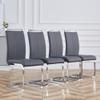 AZmac Modern Leather Dining Chairs Set of 8,Armless Kitchen Chairs,Dining Room Chairs with Upholstered Padded Seat and Sturdy Chrome Legs for Dining Room,Kitchen (Set of 8, Grey+PU Leather) view 2