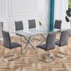 AZmac Modern Leather Dining Chairs Set of 8,Armless Kitchen Chairs,Dining Room Chairs with Upholstered Padded Seat and Sturdy Chrome Legs for Dining Room,Kitchen (Set of 8, Grey+PU Leather) view 4