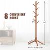 Haddockway Wooden Coat Rack Stand with 8 Hooks New Zealand Pine 3 Adjustable Coat Standing Tree Easy Assembly for Coats, Hats, Scarves and Handbags for Entryway, Hallway, Bedroom, Office,2 PCS view 2