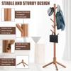 Haddockway Wooden Coat Rack Stand with 8 Hooks New Zealand Pine 3 Adjustable Coat Standing Tree Easy Assembly for Coats, Hats, Scarves and Handbags for Entryway, Hallway, Bedroom, Office,2 PCS view 3