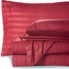 British-Linen Sheets and Pillowcases 100% Organic Cotton, Bed Sheets 6 Piece Set, Luxury and Buttery Soft 30" Deep Pocket Fitted Sheet, Best Comfort Sheets - Burgundy Stripe, Twin-XXL Size view 1