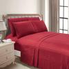 British-Linen Sheets and Pillowcases 100% Organic Cotton, Bed Sheets 6 Piece Set, Luxury and Buttery Soft 30" Deep Pocket Fitted Sheet, Best Comfort Sheets - Burgundy Stripe, Twin-XXL Size view 3