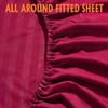 British-Linen Sheets and Pillowcases 100% Organic Cotton, Bed Sheets 6 Piece Set, Luxury and Buttery Soft 30" Deep Pocket Fitted Sheet, Best Comfort Sheets - Burgundy Stripe, Twin-XXL Size view 4