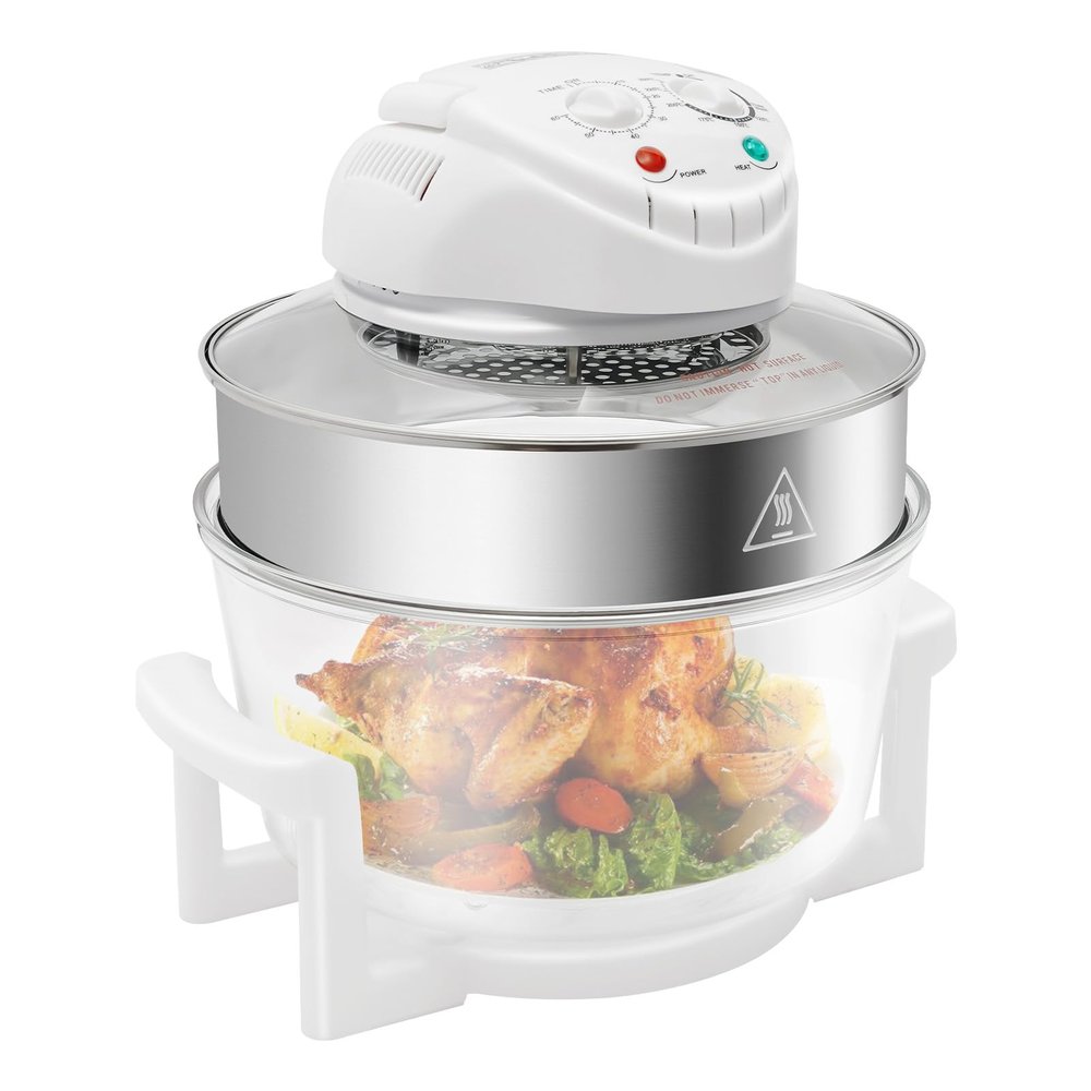 17L Glass Air Fryer Electric Turbo Convection Oven Roaster Large Air Fryer with Temperature Controls Oil-Less Grill Roaster Baker Halogen Oven Multifunction Cooker