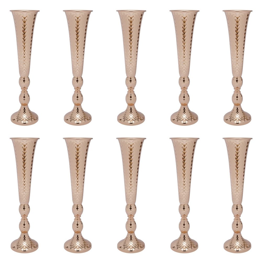 10 PCS Centerpieces for Wedding Table, Metal Trumpet Vase 20.5IN Tall, Flower Vases for Party Dinner Centerpiece Event, Road Lead for Anniversary Ceremony Birthday Aisle Home Decoration
