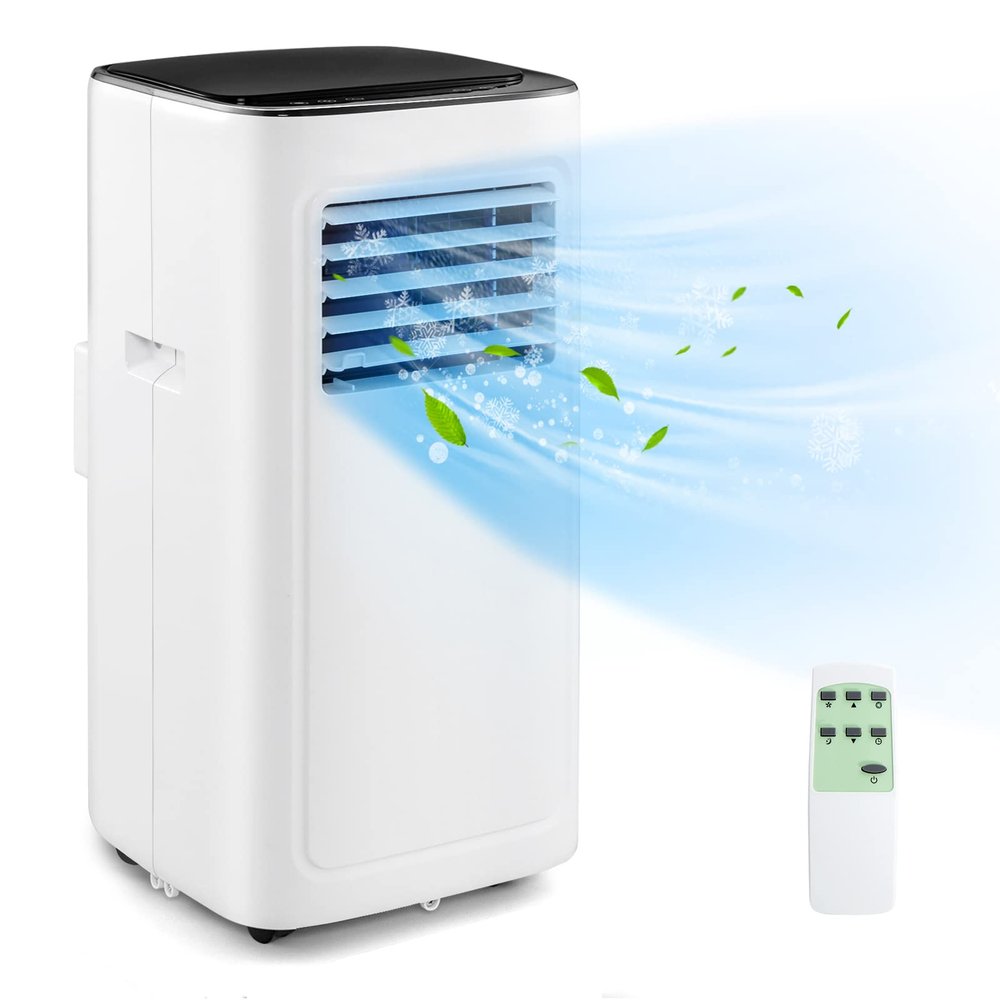 PETSITE 9000 BTU Portable Air Conditioner, 3-in-1 AC Cooling Unit with Remote Control, Dehumidifier, 24H Timer, Stand up Air Conditioner Cools Rooms up to 280 Sq.Ft, Window Kit Included