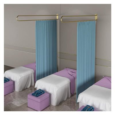 Beauty Salon Partition Curtain, Room Divider Semi Sheer Curtains Light-transmitting Privacy Curtain U-shaped Long Support Rod For Beauty Salons, Clinic, Shared Bedroom ( Color : Blue-A , Size : 200x22