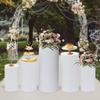 Hebomorym 3 Pcs Cylinder Display Stand, Metal Cylinder Pedestal Stands for Party Wedding Birthday Decoration, Round Cylinder White Plinths Pillars Risers Set, Stackable Storage, Strong Stability view 2