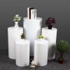 Hebomorym 3 Pcs Cylinder Display Stand, Metal Cylinder Pedestal Stands for Party Wedding Birthday Decoration, Round Cylinder White Plinths Pillars Risers Set, Stackable Storage, Strong Stability view 3