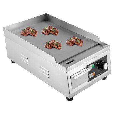 Commercial Electric Griddle 110V 1300W Electric Flat Top Griddle Non-Stick Teppanyaki Grill, 21'' x 12'' Cooking Plate, Stainless Steel Restaurant Electric Countertop Griddle Tabletop Grill