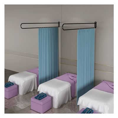 Beauty Salon Partition Curtain, Room Divider Semi Sheer Curtains Light-transmitting Privacy Curtain U-shaped Long Support Rod For Beauty Salons, Clinic, Shared Bedroom ( Color : Blue-B , Size : 200x22