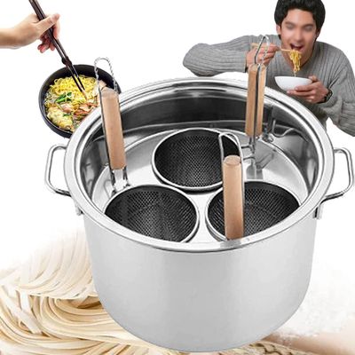 Cooking Pot Commercial Pasta Cooker Set, Multifunctional Pasta Cooker with Divider and Colander Strainer, Stainless Steel Stock Pot,or Home Kitchen Restaurant Commercial,3Holes