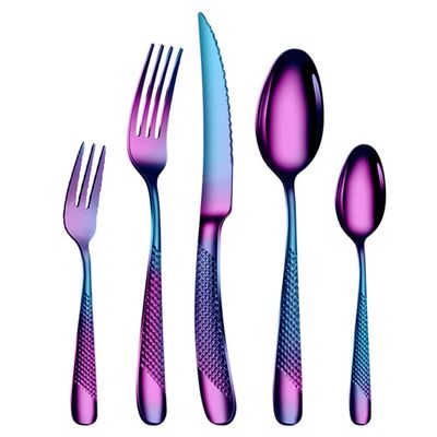20 Piece Star Diamond Stainless Steel Tableware Knife and Fork Set Hotel High end Western Food Steak Knife Fork and Spoon Silverware Kitchen Cutlery Set Utensils Flatware Sets for 4 (Illusory color)