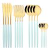 NEPIAN Black 16pcs Dinnerware Forks Spoons Cutlery Set 304 Stainless Steel Silverware Western Tableware Set Wedding Gift leisurely (Color : Mint Gold) view 1