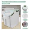 AnRui Airtight Flour Storage Container 25lb, Plastic Grain Storage Bucket, Rice Cereal Dispenser Organizer Box with Lid, Cat Dog Food Storage Bin with Measuring Cup, Scoop, Wheels, 2Pcs Green view 4