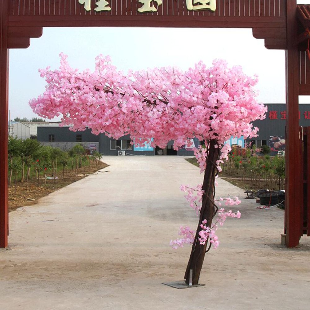 Artificial Cherry Blossom Tree, Sakura Tree, Weeping Cherry Tree, Fake Cherry Blossom Fake Plants, Artificial Trees with Real Wood Stems and Lifelike Leaves Replica Extended 2.5 * 2.5M