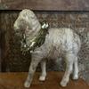 Primitives Supplies for Primitive Colonial Christmas 6" Long Putz Style Sheep with Snowy Wreath New for Holiday, Kitchen, Farhouse, Home Decor. view 2